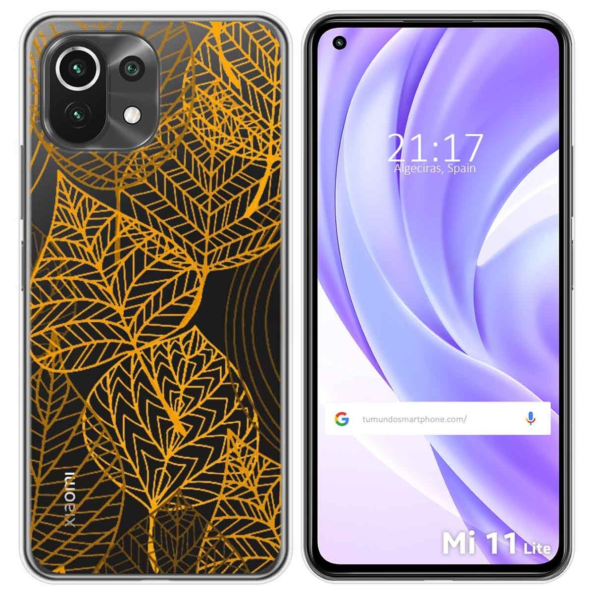 Funda Gel Transparente para Xiaomi Mi 11 Lite 4G / 5G / 5G NE diseño Hojas Dibujos
