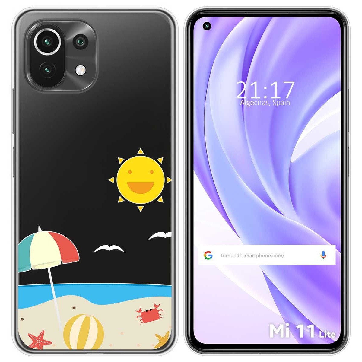 Funda Gel Transparente para Xiaomi Mi 11 Lite 4G / 5G / 5G NE diseño Playa Dibujos