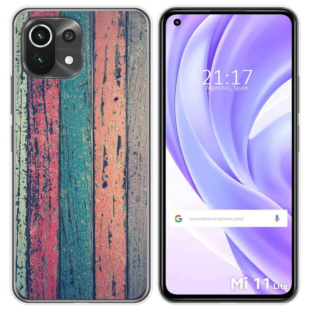 Funda Gel Tpu para Xiaomi Mi 11 Lite 4G / 5G / 5G NE diseño Madera 10 Dibujos