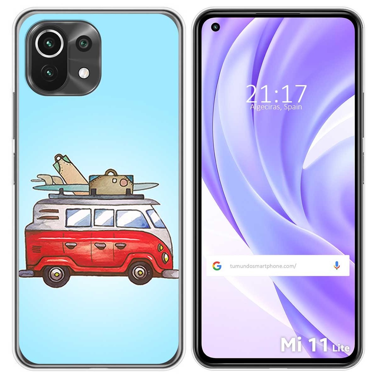 Funda Gel Tpu para Xiaomi Mi 11 Lite 4G / 5G / 5G NE diseño Furgoneta Dibujos