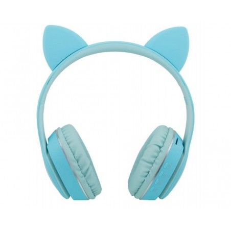 Cascos Auriculares Bluetooth con Orejas de Gato Color Azul