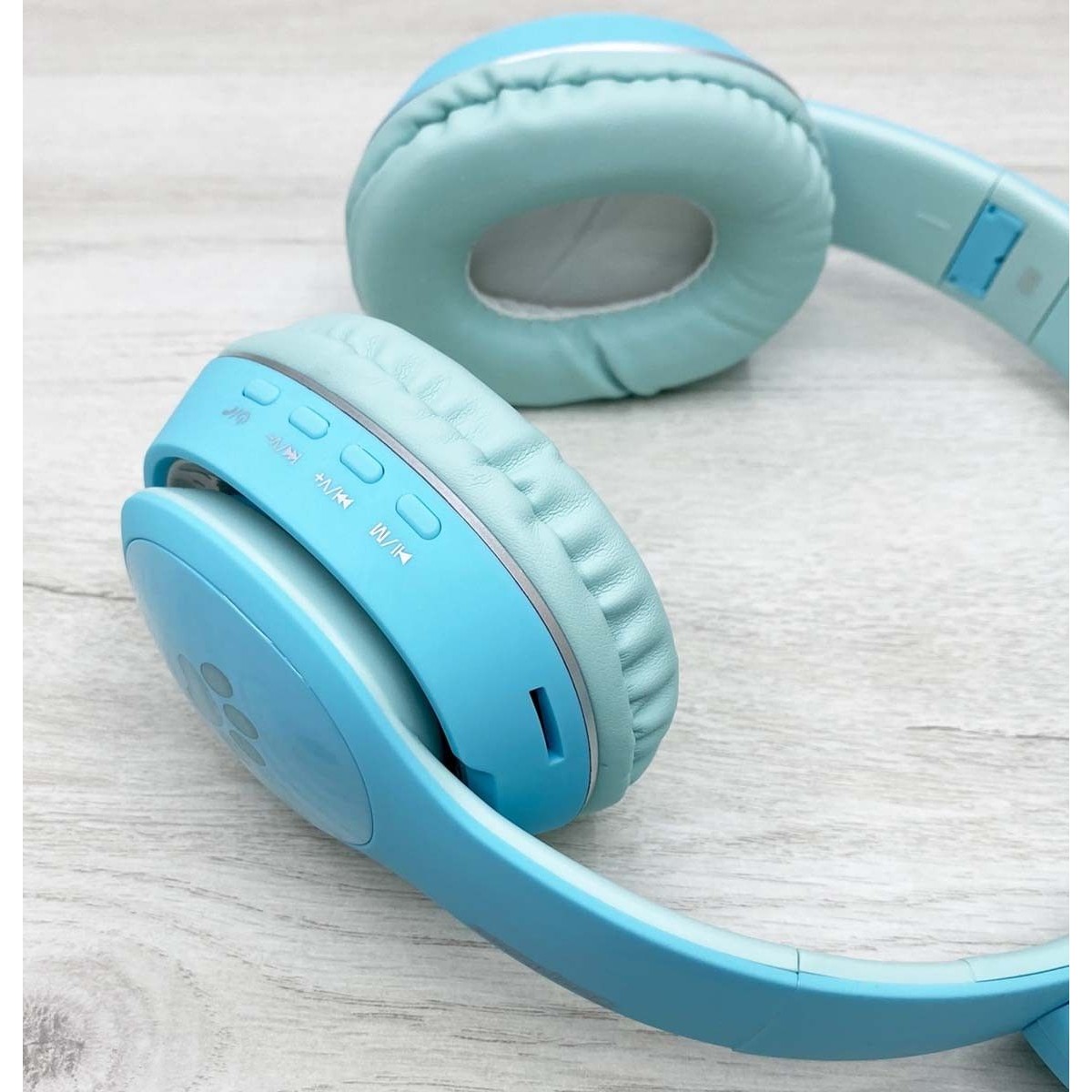 Cascos Auriculares Bluetooth con Orejas de Gato Color Azul