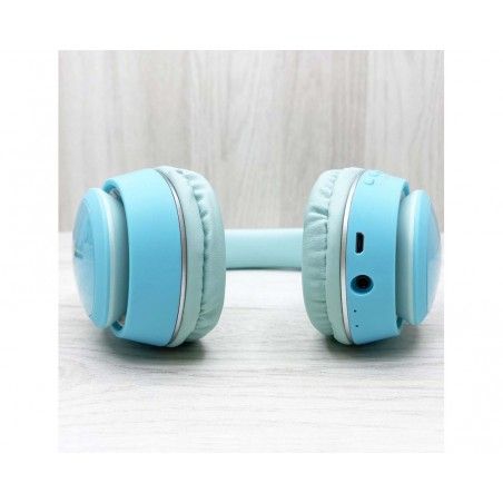 Cascos Auriculares Bluetooth con Orejas de Gato Color Azul