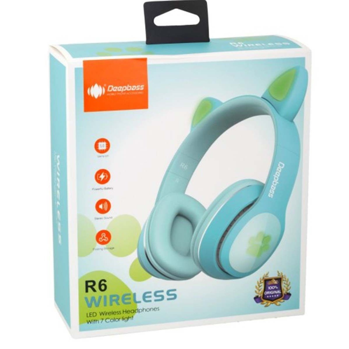 Cascos Auriculares Bluetooth con Orejas de Gato Color Azul