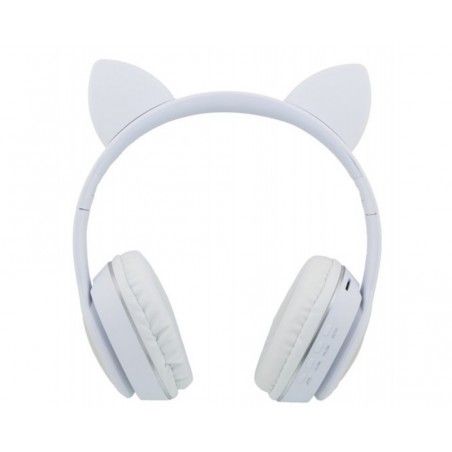 Cascos Auriculares Bluetooth con Orejas de Gato Color Blanco