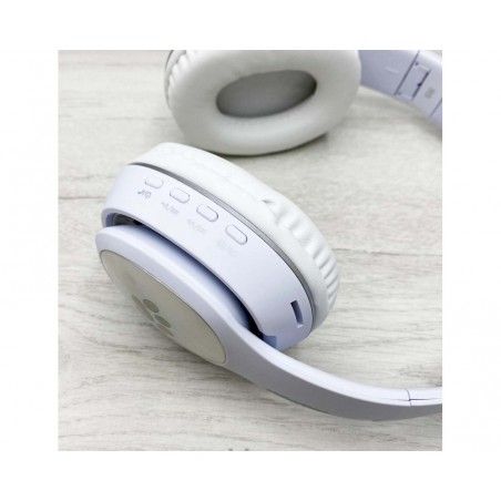 Cascos Auriculares Bluetooth con Orejas de Gato Color Blanco
