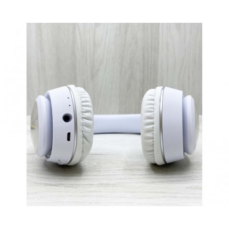 Cascos Auriculares Bluetooth con Orejas de Gato Color Blanco