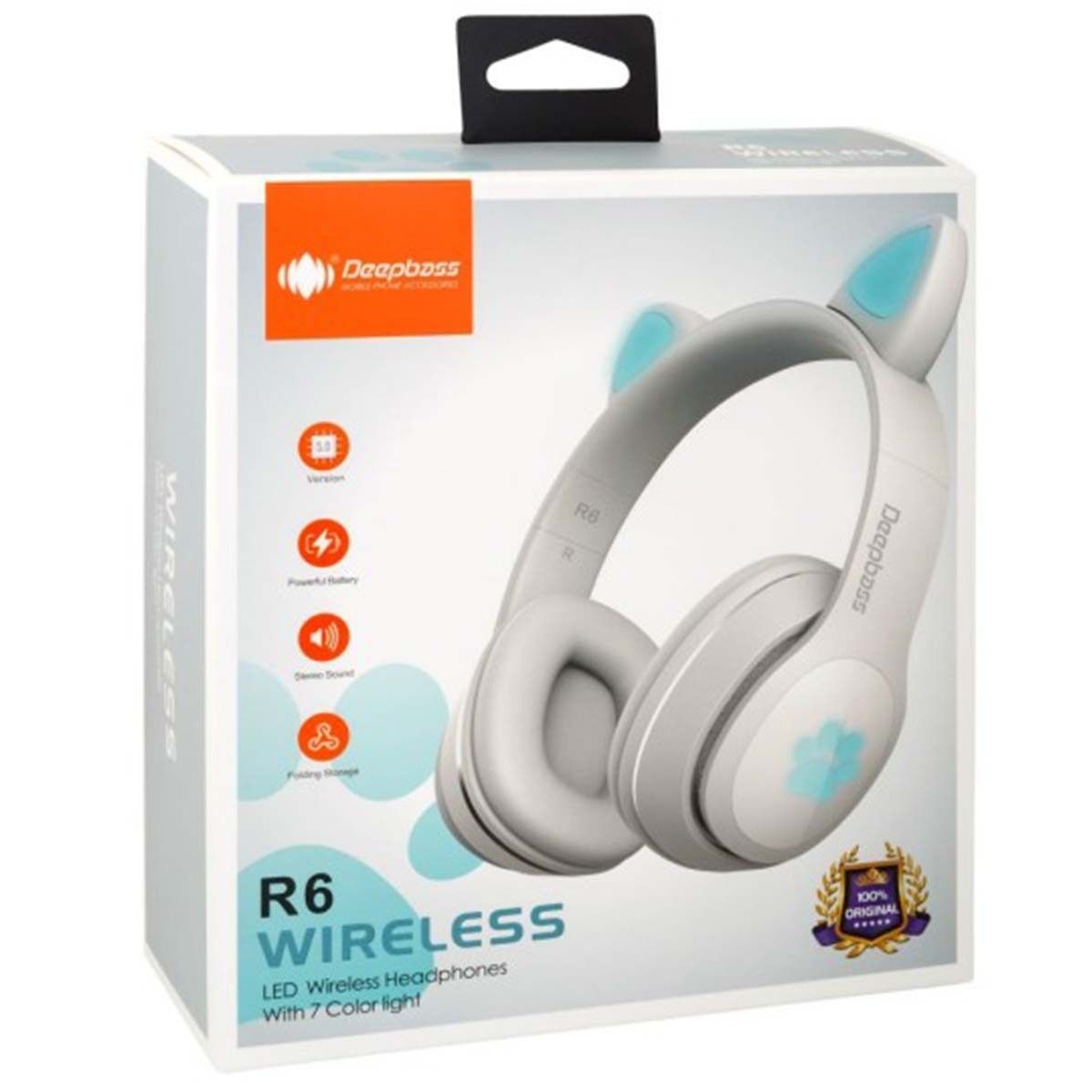 Cascos Auriculares Bluetooth con Orejas de Gato Color Blanco