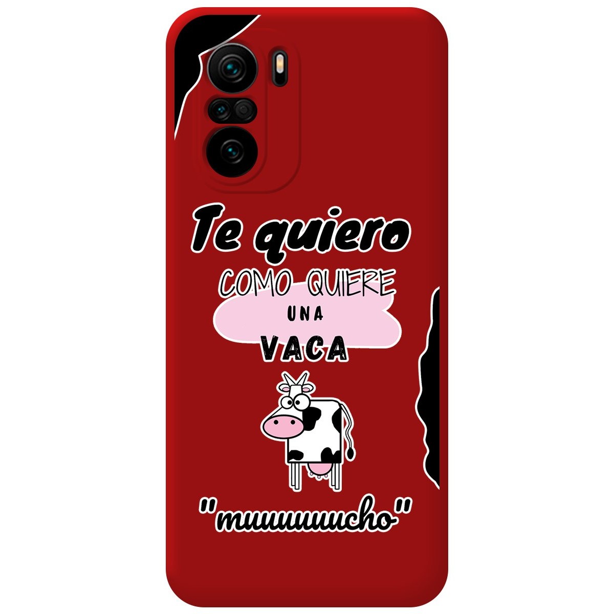 Funda Silicona Líquida Roja para Xiaomi POCO F3 5G / Mi 11i 5G diseño Vaca Dibujos