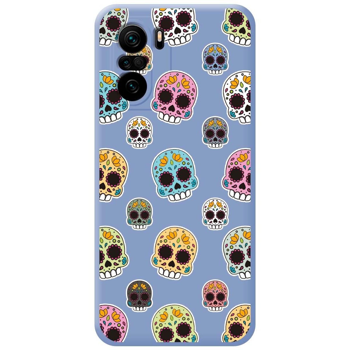 Funda Silicona Líquida Azul para Xiaomi POCO F3 5G / Mi 11i 5G diseño Catrina Dibujos