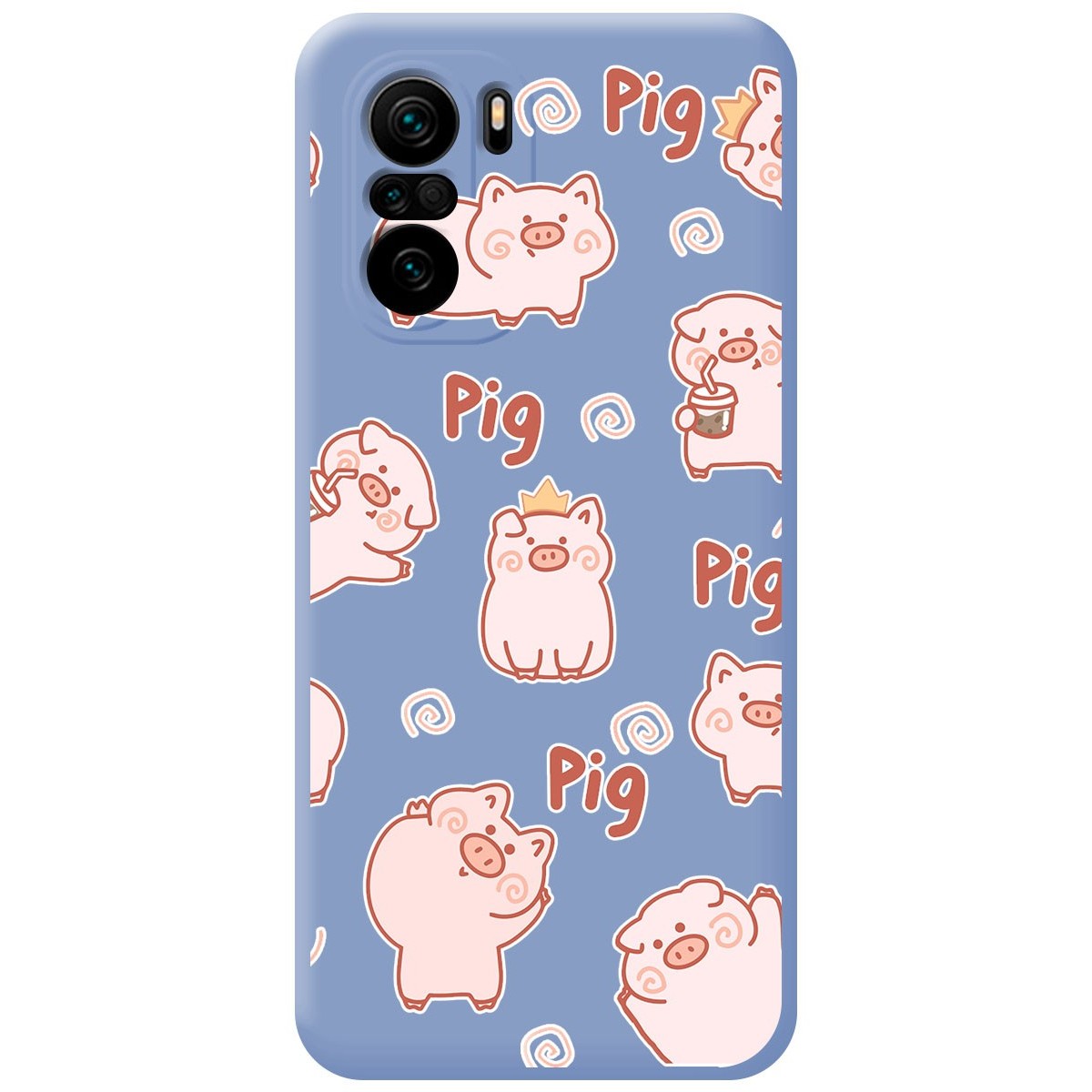 Funda Silicona Líquida Azul para Xiaomi POCO F3 5G / Mi 11i 5G diseño Cerdos Dibujos