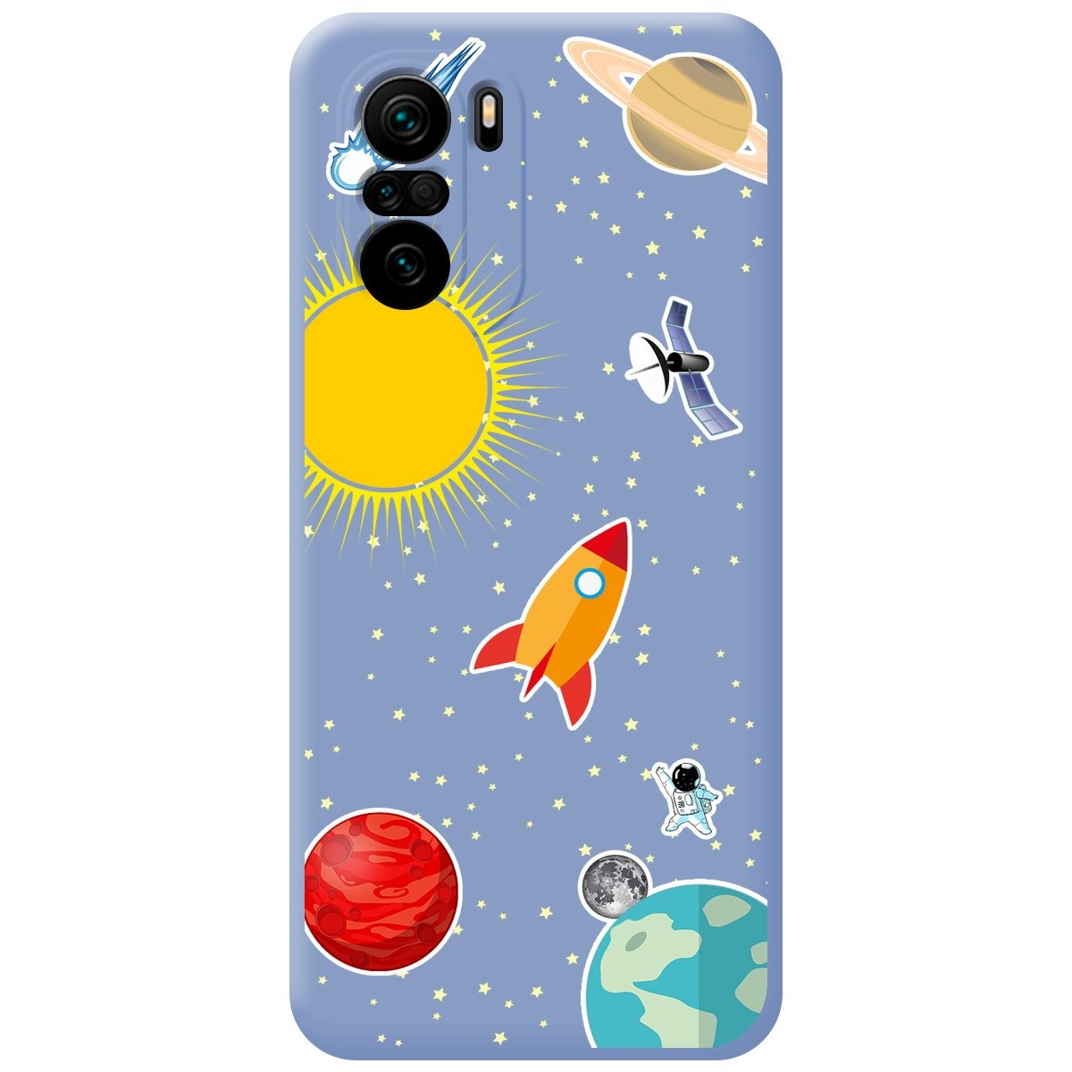 Funda Silicona Líquida Azul para Xiaomi POCO F3 5G / Mi 11i 5G diseño Espacio Dibujos