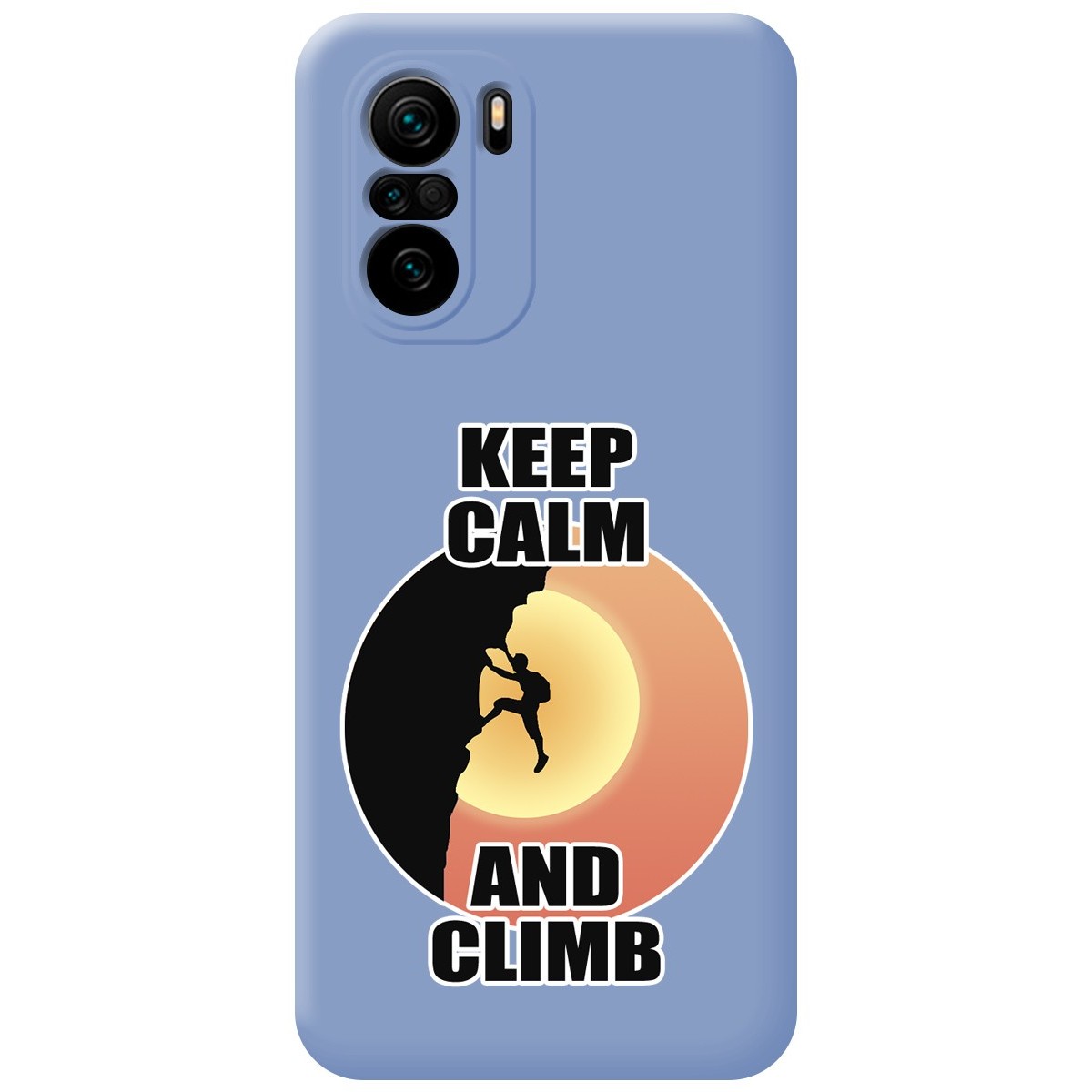 Funda Silicona Líquida Azul para Xiaomi POCO F3 5G / Mi 11i 5G diseño Hombre Escalada Dibujos