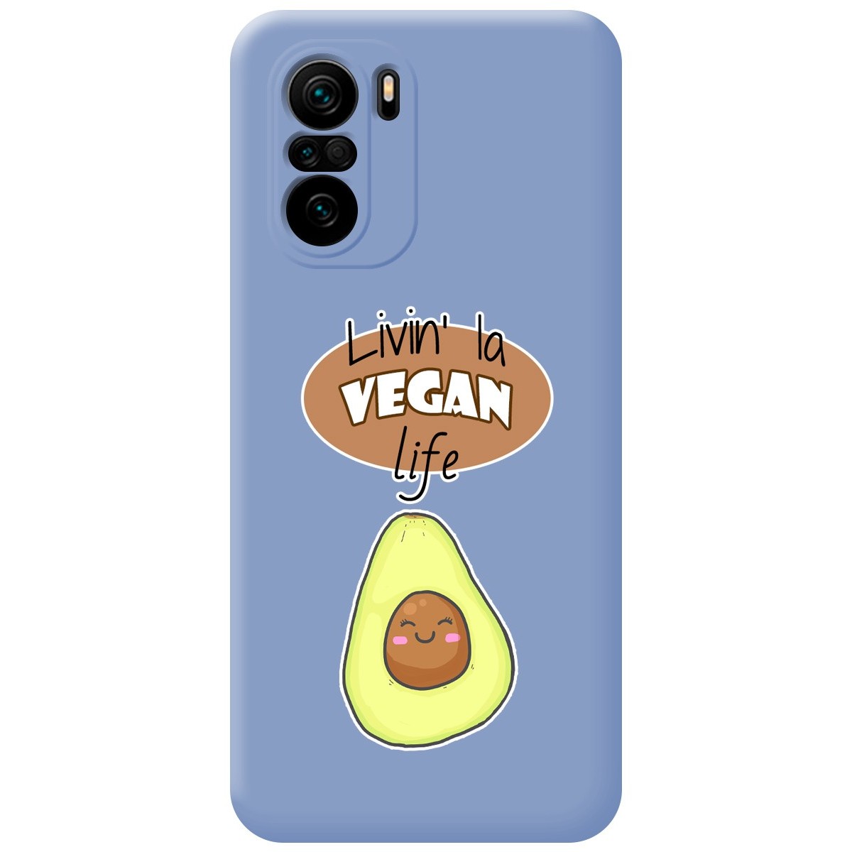 Funda Silicona Líquida Azul para Xiaomi POCO F3 5G / Mi 11i 5G diseño Vegan Life Dibujos