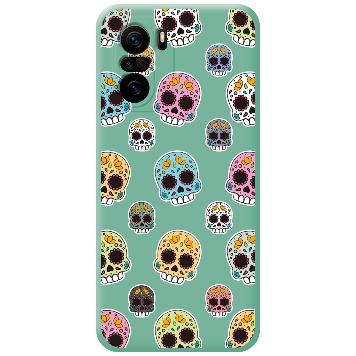 Funda Silicona Líquida Verde para Xiaomi POCO F3 5G / Mi 11i 5G diseño Catrina Dibujos