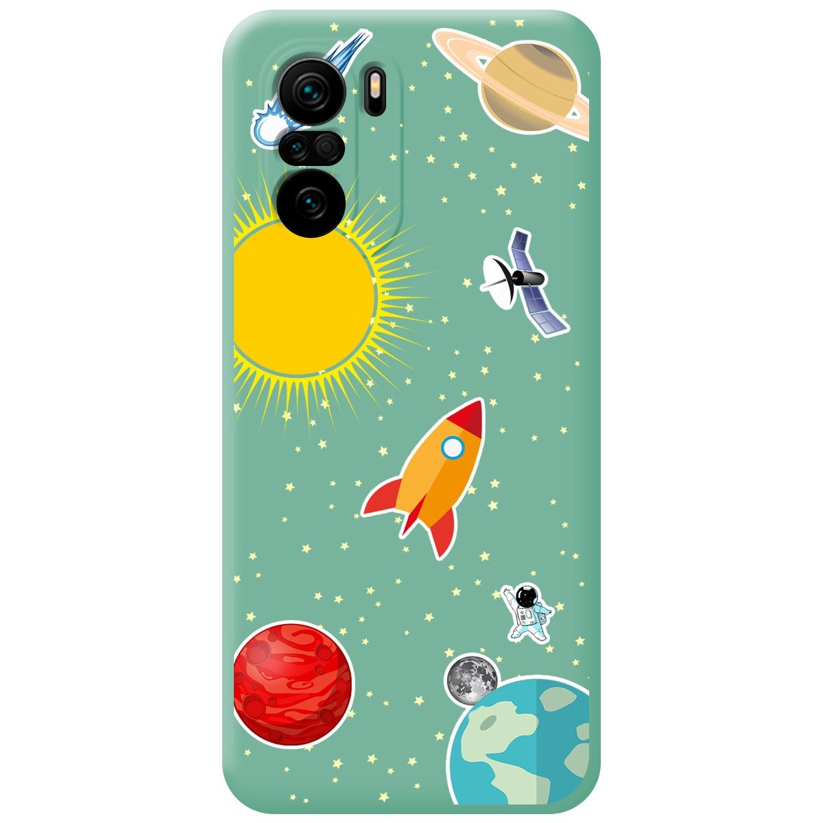Funda Silicona Líquida Verde para Xiaomi POCO F3 5G / Mi 11i 5G diseño Espacio Dibujos