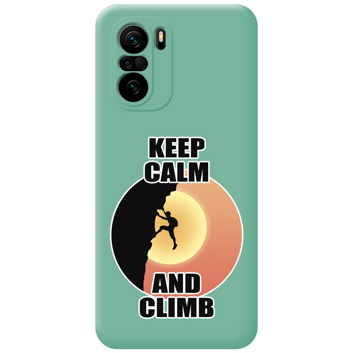 Funda Silicona Líquida Verde para Xiaomi POCO F3 5G / Mi 11i 5G diseño Hombre Escalada Dibujos