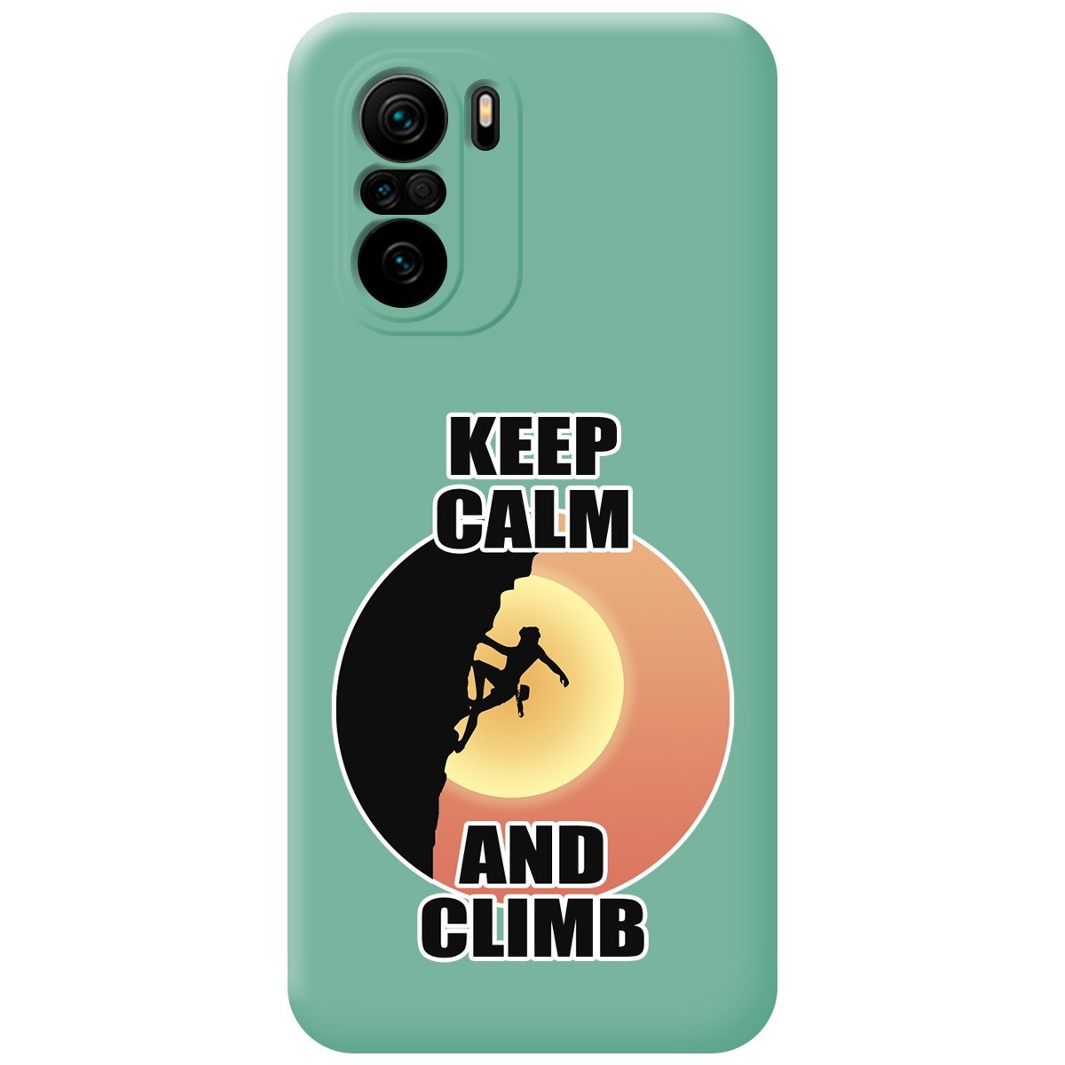 Funda Silicona Líquida Verde para Xiaomi POCO F3 5G / Mi 11i 5G diseño Mujer Escalada Dibujos