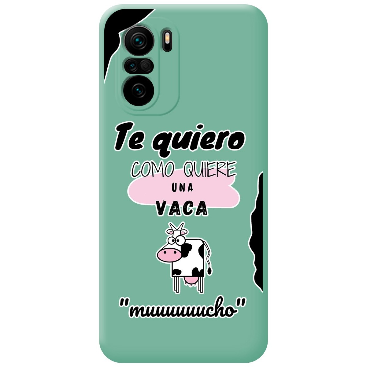 Funda Silicona Líquida Verde para Xiaomi POCO F3 5G / Mi 11i 5G diseño Vaca Dibujos