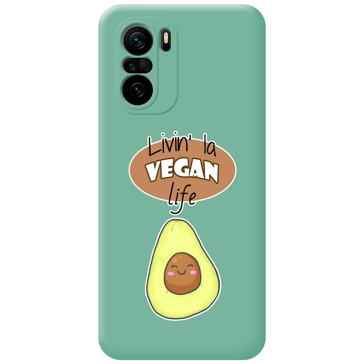 Funda Silicona Líquida Verde para Xiaomi POCO F3 5G / Mi 11i 5G diseño Vegan Life Dibujos