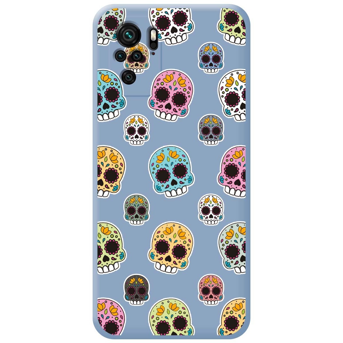 Funda Silicona Líquida Azul para Xiaomi Redmi Note 10 / 10S diseño Catrina Dibujos