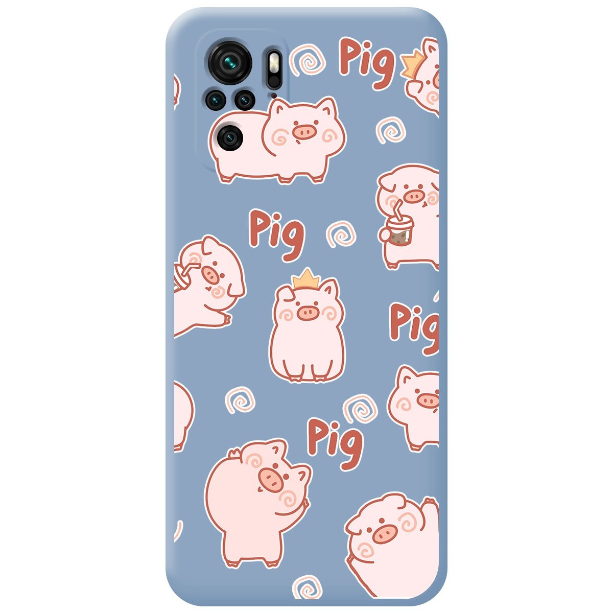 Funda Silicona Líquida Azul para Xiaomi Redmi Note 10 / 10S diseño Cerdos Dibujos