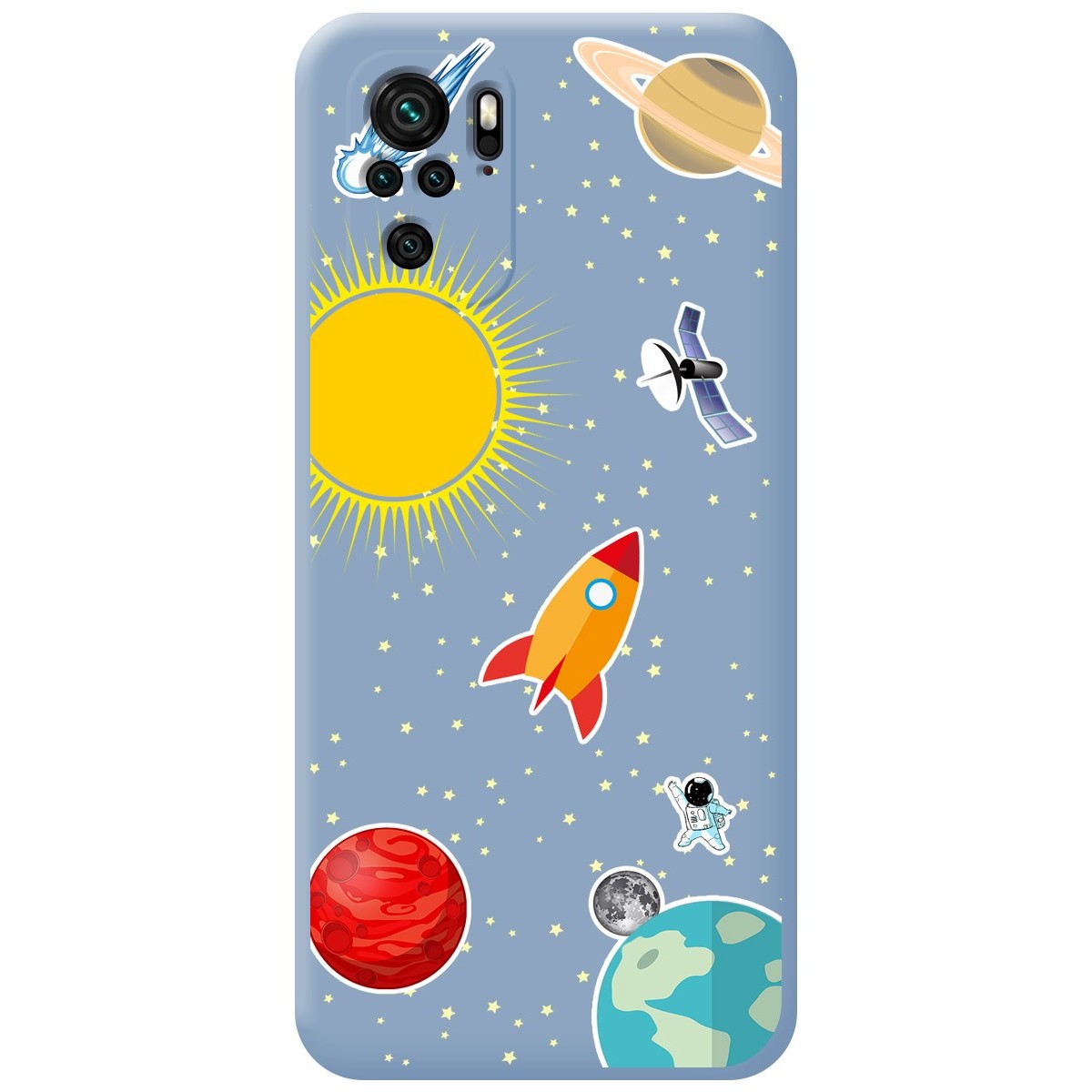 Funda Silicona Líquida Azul para Xiaomi Redmi Note 10 / 10S diseño Espacio Dibujos