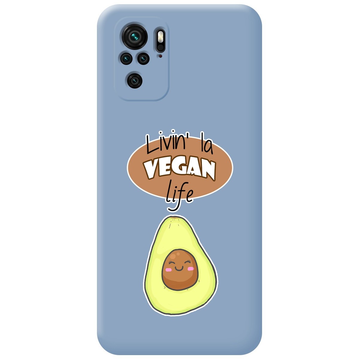 Funda Silicona Líquida Azul para Xiaomi Redmi Note 10 / 10S diseño Vegan Life Dibujos
