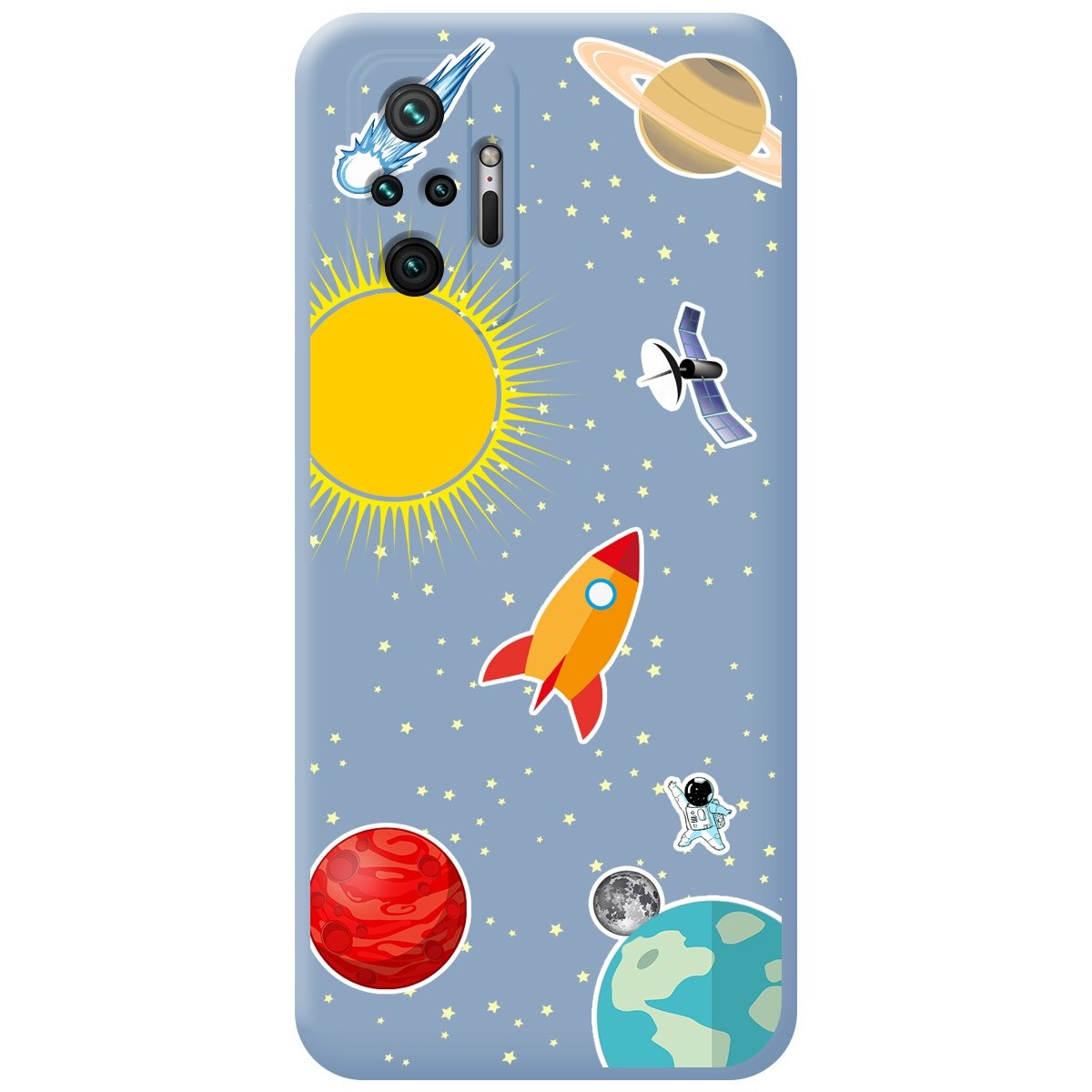 Funda Silicona Líquida Azul para Xiaomi Redmi Note 10 Pro diseño Espacio Dibujos