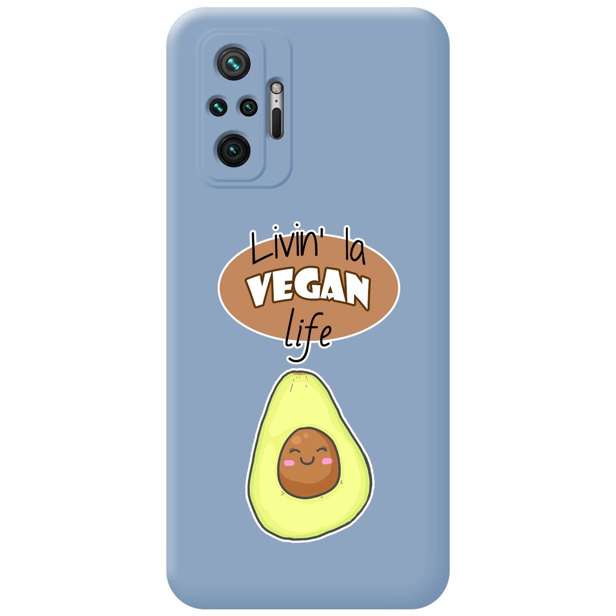 Funda Silicona Líquida Azul para Xiaomi Redmi Note 10 Pro diseño Vegan Life Dibujos