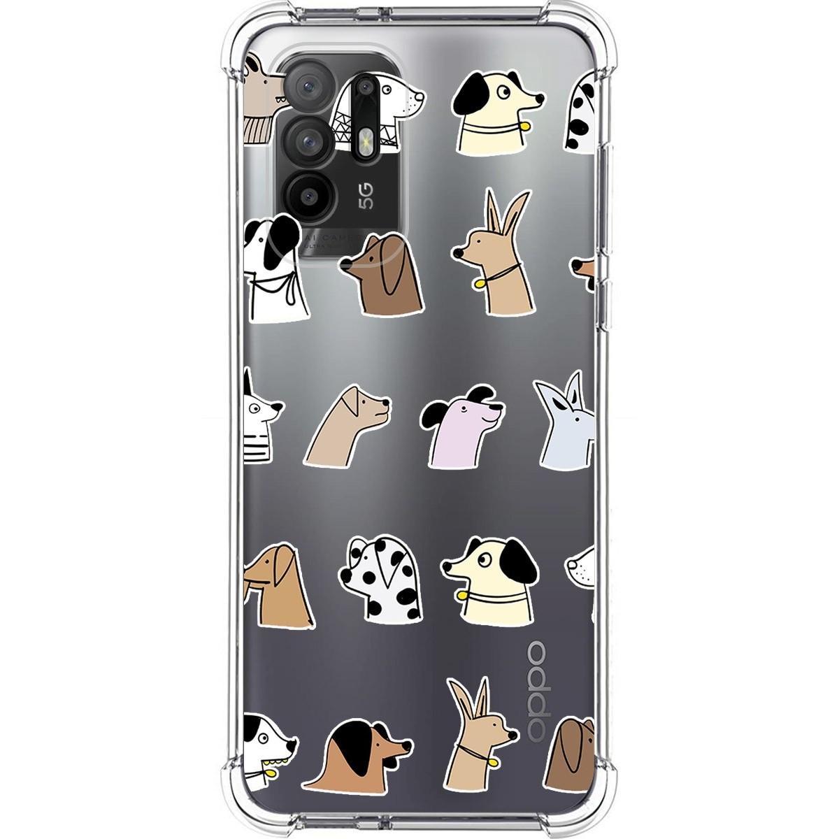 Funda Silicona Antigolpes para Oppo A94 5G diseño Perros Dibujos