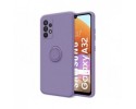Funda Silicona Líquida Ultra Suave con Anillo para Samsung Galaxy A32 4G color Morada