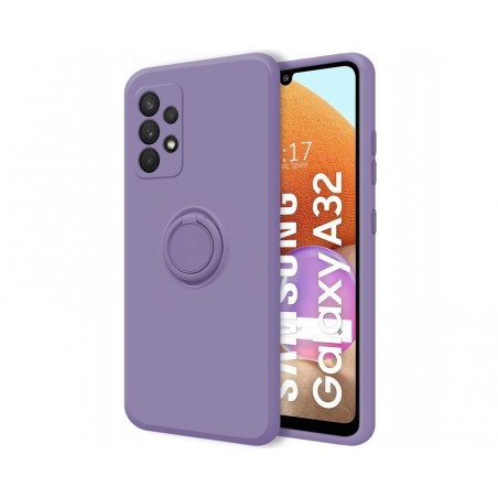 Funda Silicona Líquida Ultra Suave con Anillo para Samsung Galaxy A32 4G color Morada