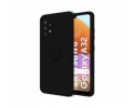 Funda Silicona Líquida Ultra Suave con Anillo para Samsung Galaxy A32 4G color Negra