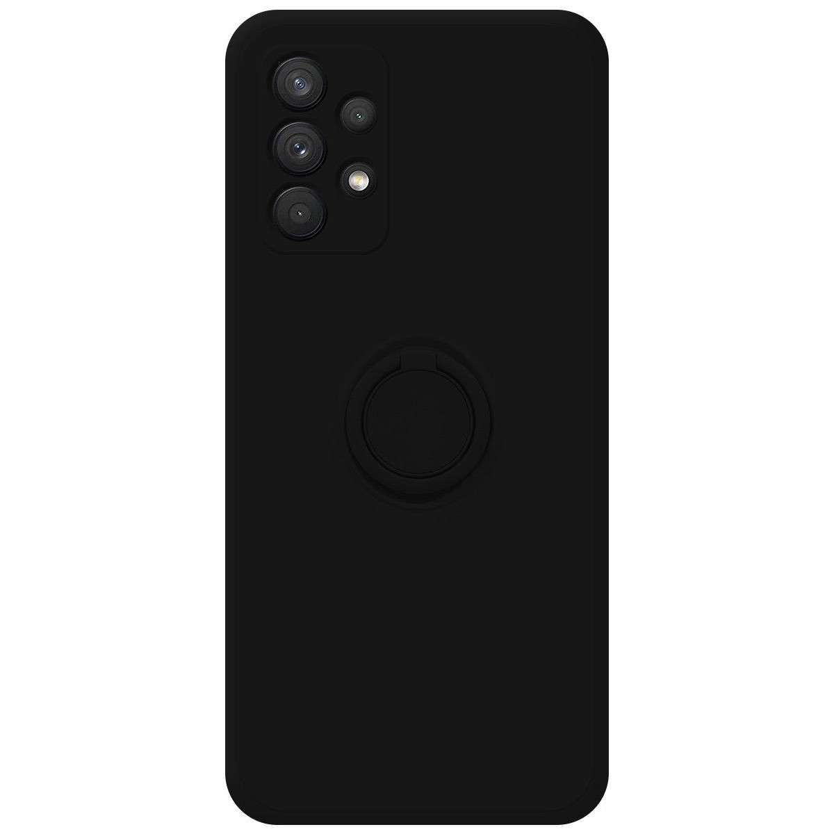 Funda Silicona Líquida Ultra Suave con Anillo para Samsung Galaxy A32 4G color Negra
