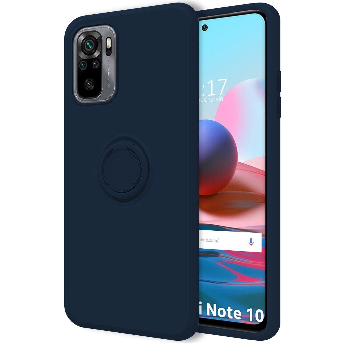 Funda Silicona Líquida Ultra Suave con Anillo para Xiaomi Redmi Note 10 / 10S color Azul