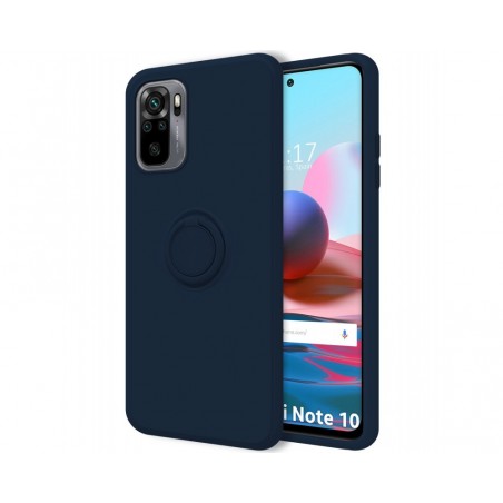 Funda Silicona Líquida Ultra Suave con Anillo para Xiaomi Redmi Note 10 / 10S color Azul