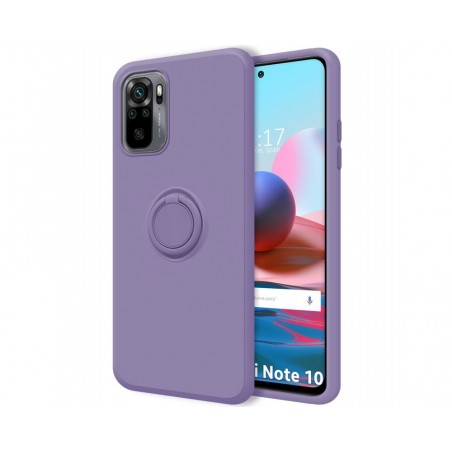 Funda Silicona Líquida Ultra Suave con Anillo para Xiaomi Redmi Note 10 / 10S color Morada