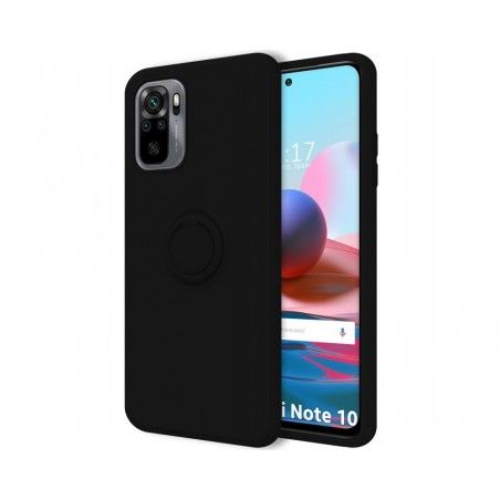Funda Silicona Líquida Ultra Suave con Anillo para Xiaomi Redmi Note 10 / 10S color Negra