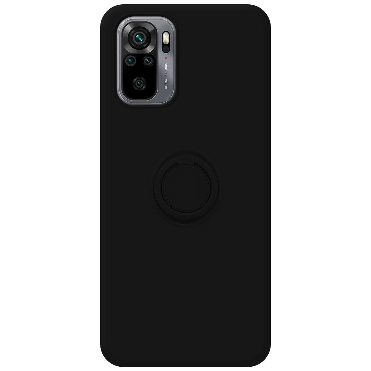 Funda Silicona Líquida Ultra Suave con Anillo para Xiaomi Redmi Note 10 / 10S color Negra