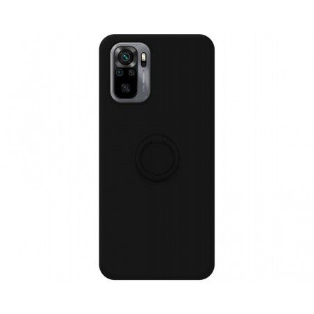 Funda Silicona Líquida Ultra Suave con Anillo para Xiaomi Redmi Note 10 / 10S color Negra