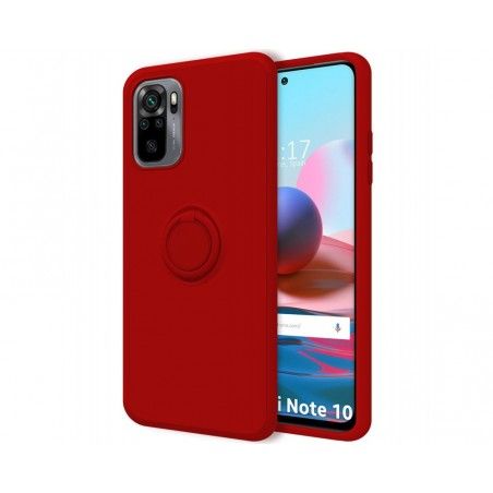 Funda Silicona Líquida Ultra Suave con Anillo para Xiaomi Redmi Note 10 / 10S color Roja