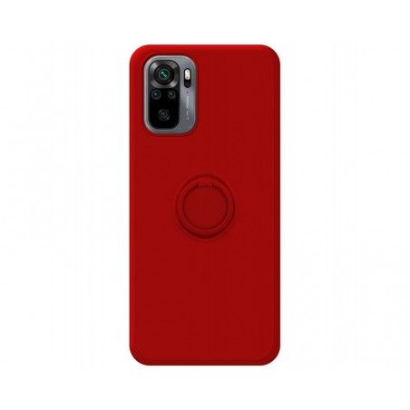 Funda Silicona Líquida Ultra Suave con Anillo para Xiaomi Redmi Note 10 / 10S color Roja