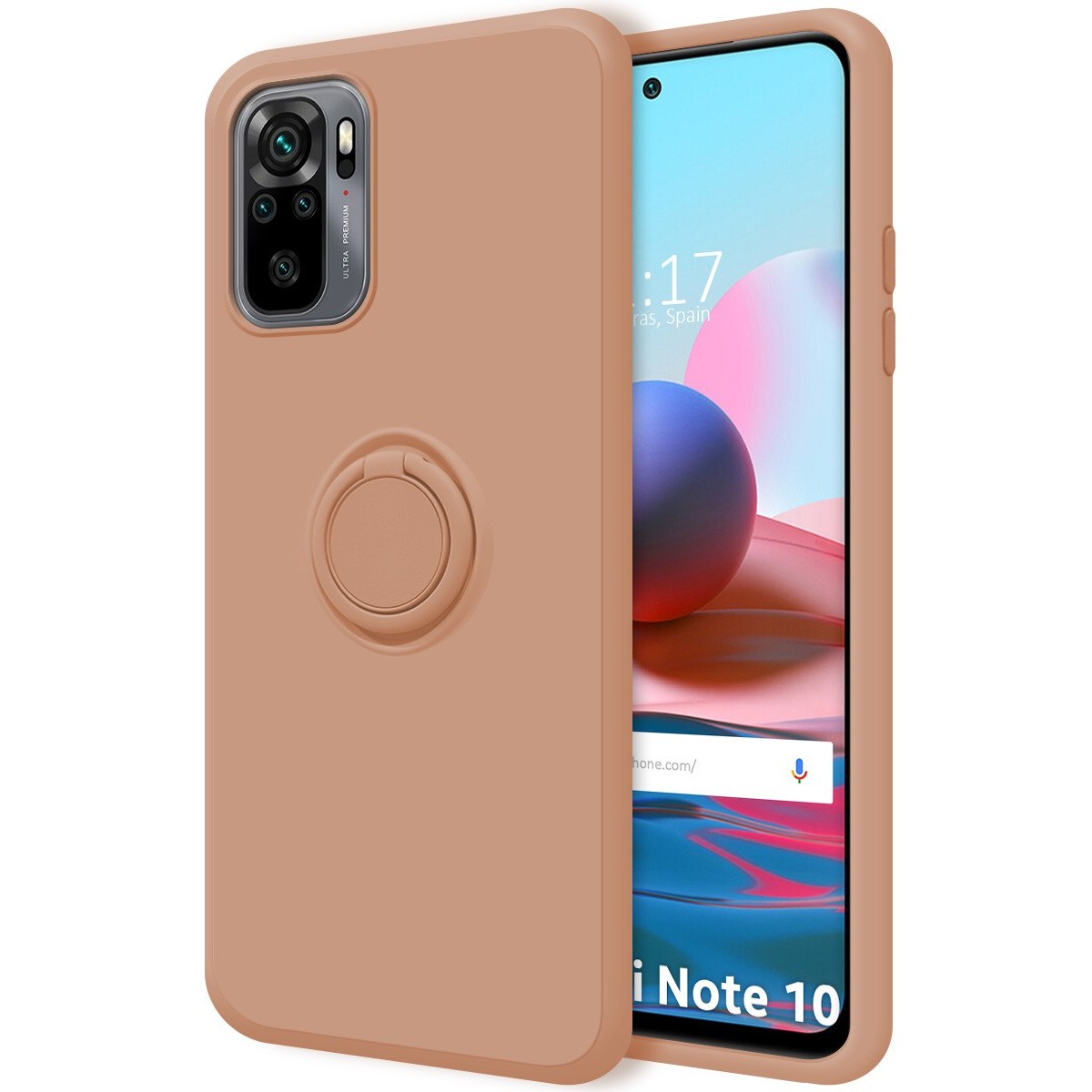 Funda Silicona Líquida Ultra Suave con Anillo para Xiaomi Redmi Note 10 / 10S color Rosa
