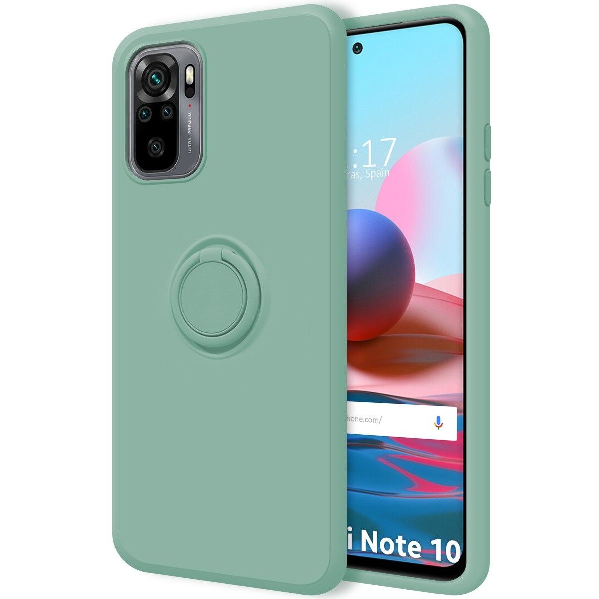 Funda Silicona Líquida Ultra Suave con Anillo para Xiaomi Redmi Note 10 / 10S color Verde
