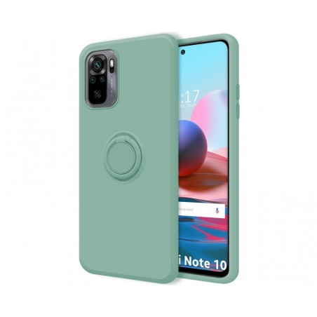 Funda Silicona Líquida Ultra Suave con Anillo para Xiaomi Redmi Note 10 / 10S color Verde