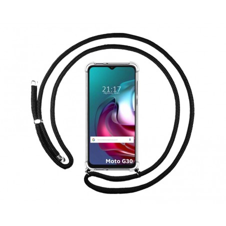 Funda Colgante Transparente para Motorola Moto G10 / G20 / G30 con Cordon Negro