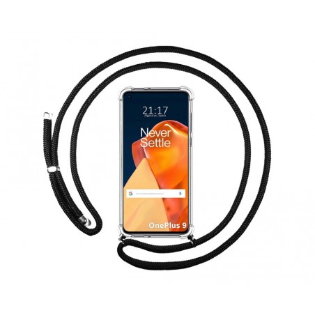 Funda Colgante Transparente para OnePlus 9 5G con Cordon Negro