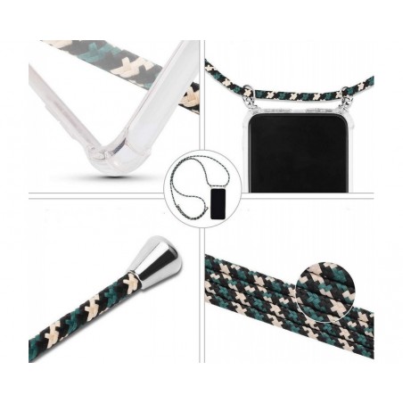 Funda Colgante Transparente para OnePlus 9 Pro 5G con Cordon Verde / Dorado