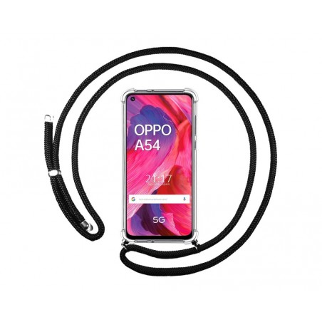 Funda Colgante Transparente para Oppo A54 5G / A74 5G con Cordon Negro